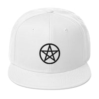 Black Wiccan Witchcraft Pentagram Embroidered Flat Bill Cap embroidered snapback hat, product image 35