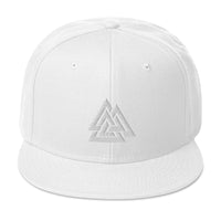 Viking Valknut Triangles of Power and Glory Embroidered Flat Bill Cap embroidered snapback hat, product image 35