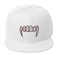 Bloody Dracula Vampire Fangs Embroidered Flat Bill Cap embroidered snapback hat, product image 35