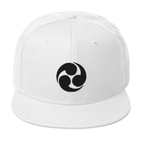 Black Tomoe Mitsudomoe Japanese Symbol Embroidered Flat Bill Cap embroidered snapback hat, product image 35