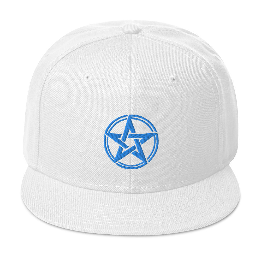 Blue Witching Hour Woven Pentagram Embroidered Flat Bill Cap Snapback Hat