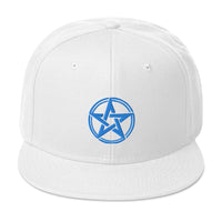 Blue Witching Hour Woven Pentagram Embroidered Flat Bill Cap embroidered snapback hat, product image 35
