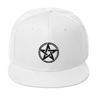 Black Witching Hour Woven Pentagram Embroidered Flat Bill Cap embroidered snapback hat, product image 35