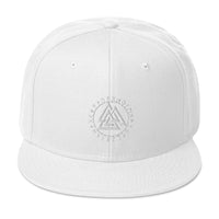 The Valknut Symbol with Viking Runes Embroidered Flat Bill Cap embroidered snapback hat, product image 35