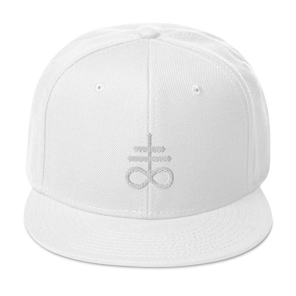 White Leviathan Cross of Satan Occult Symbol Embroidered Flat Bill Cap Snapback Hat
