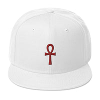 Red The Key of Life Ankh Egyptian Embroidered Flat Bill Cap embroidered snapback hat, product image 35