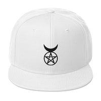 Black Horned God Neopaganism Symbol Embroidered Flat Bill Cap embroidered snapback hat, product image 35