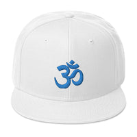 Blue OM Sacred Spiritual Symbol Embroidered Flat Bill Cap embroidered snapback hat, product image 34
