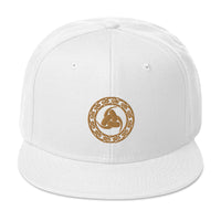 Sepia Tone Odin's Knot – The Valknut Embroidered Celtic Flat Bill Hat embroidered snapback hat, product image 35