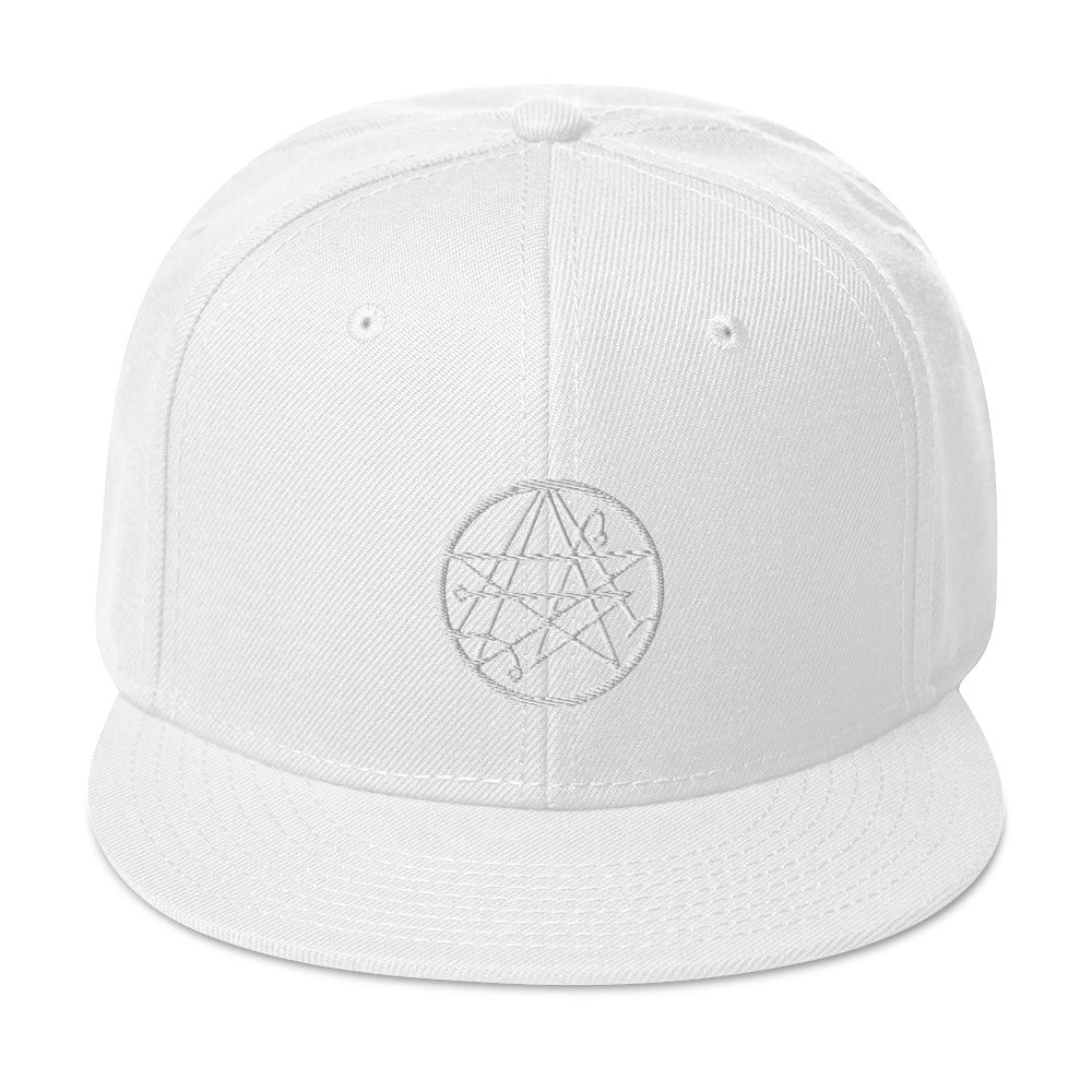 White Necronomicon Symbol Book of Dead Embroidered Flat Bill Cap Snapback Hat