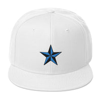 Blue Nautical North Star Embroidered Flat Bill Cap embroidered snapback hat, product image 35