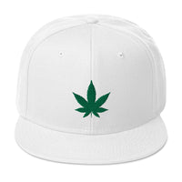 Green Marijuana Leaf Cannabis Plant Embroidered Flat Bill Cap embroidered snapback hat, product image 35