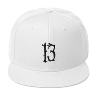 Black Lucky Number 13 Goth # Thirteen Embroidered Flat Bill Cap embroidered snapback hat, product image 35