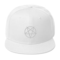 White Inverted Pentagram Occult Symbol Embroidered Flat Bill Cap embroidered snapback hat, product image 35