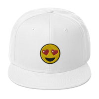 Heart – Eyes Emoji Embroidered Emoticon Flat Bill Cap embroidered snapback hat, product image 35