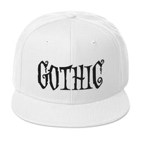 Black Gothic Dramatic Style Embroidered Flat Bill Cap embroidered snapback hat, product image 35