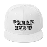 White Circus Freak Show Embroidered Flat Bill Cap embroidered snapback hat, product image 35