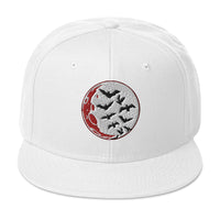 Flying Bats over a Blood Moon Embroidered Flat Bill Cap embroidered snapback hat, product image 35