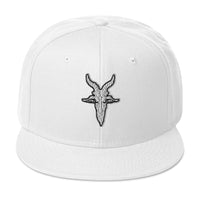 Evil Goat Head Baphomet Embroidered Flat Bill Cap embroidered snapback hat, product image 35