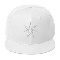 White Elven Star Witchcraft Symbol Embroidered Flat Bill Cap embroidered snapback hat, product image 34