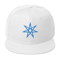 Blue Elven Star Witchcraft Symbol Embroidered Flat Bill Cap embroidered snapback hat, product image 35