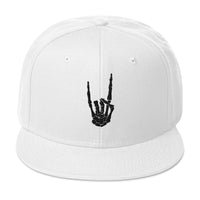 Black Bone Hand Devil Horns Metal Sign Embroidered Flat Bill Cap embroidered snapback hat, product image 35
