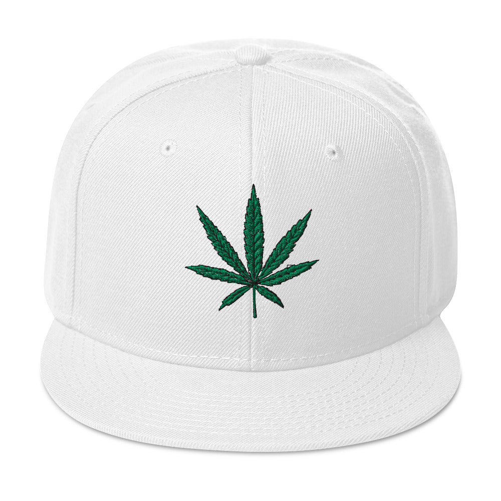 Cannabis Pot Leaf Marijuana Embroidered Flat Bill Cap Snapback Hat