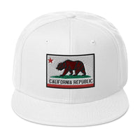California U.S. State Flag Embroidered Flat Bill Cap embroidered snapback hat, product image 35