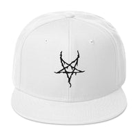 Black Inverted Pentagram Black Metal Style Embroidered Flat Bill Cap embroidered snapback hat, product image 35