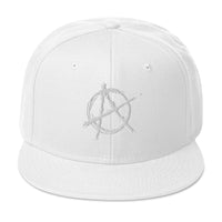 White Anarchy Sign Punk Rock Chaos Embroidered Flat Bill Cap embroidered snapback hat, product image 35