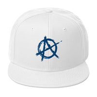 Blue Anarchy Sign Punk Rock Chaos Embroidered Flat Bill Cap embroidered snapback hat, product image 35