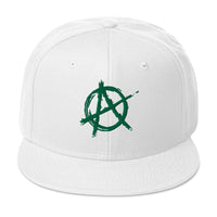 Green Anarchy Sign Punk Rock Chaos Embroidered Flat Bill Cap embroidered snapback hat, product image 35