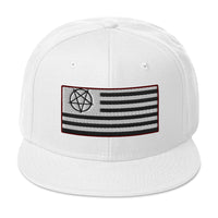 American Satanist Inverted Pentagram U.S. Flag Embroidered Flat Bill Cap embroidered snapback hat, product image 35