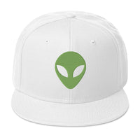 Alien Face Little Green Men Embroidered Flat Bill Cap embroidered snapback hat, product image 35