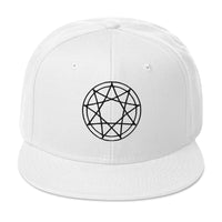 Black 9 Point Star Pentagram Occult Symbol Embroidered Flat Bill Cap embroidered snapback hat, product image 35