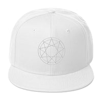 White 9 Point Star Pentagram Occult Symbol Embroidered Flat Bill Cap embroidered snapback hat, product image 35