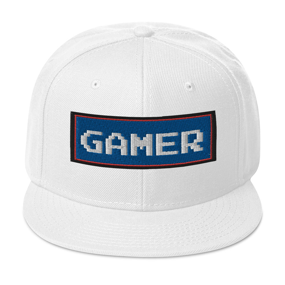 80's Retro Style 8 Bit Gamer Embroidered Flat Bill Cap Snapback Hat
