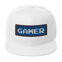 80's Retro Style 8 Bit Gamer Embroidered Flat Bill Cap embroidered snapback hat, product image 35