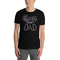 Purple Goth Dad Bat design on unisex T-shirt, front view