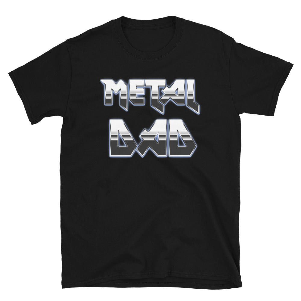 Metal Dad design on unisex T-shirt, front view