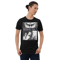 Anime Eyes Japanese Manga design on unisex T-shirt, front view