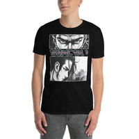 Anime Eyes Japanese Manga design on unisex T-shirt, front view