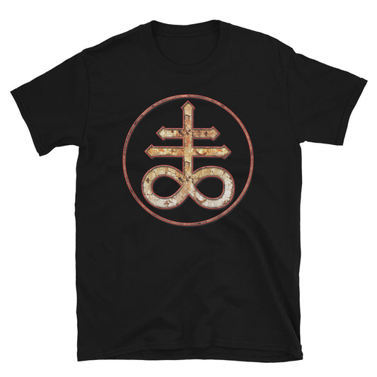 Leviathan Cross design on unisex T-shirt, front view