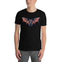 Whimsical Bat Skeleton design on unisex T-shirt, front view