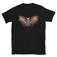 Vampire Bat Skeleton design on unisex T-shirt, front view