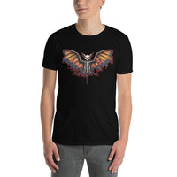 Vampire Bat Skeleton design on unisex T-shirt, front view