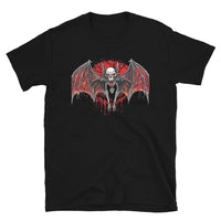 Blood Moon Vampire Bat design on unisex T-shirt, front view