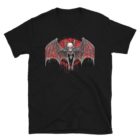 Blood Moon Vampire Bat design on unisex T-shirt, front view