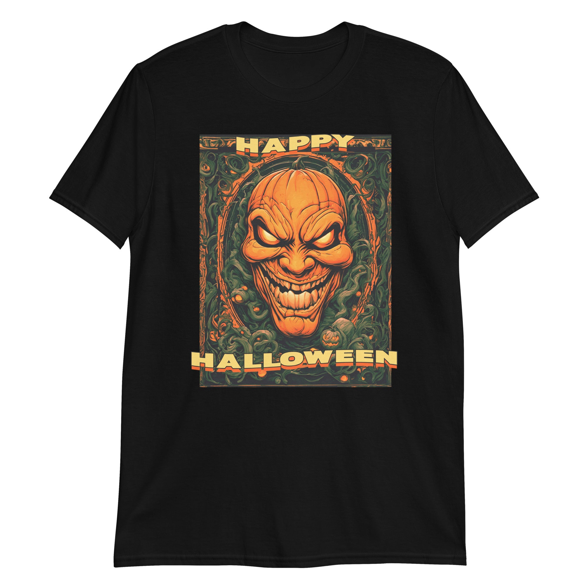 Happy Halloween Carved Evil Pumpkin Face Short-Sleeve T-Shirt
