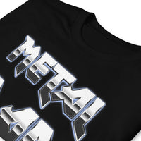 Metal Dad design on unisex T-shirt, detail view
